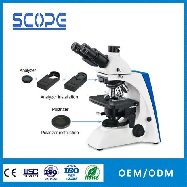 Trinocular biological microscope with simple polarizing unit